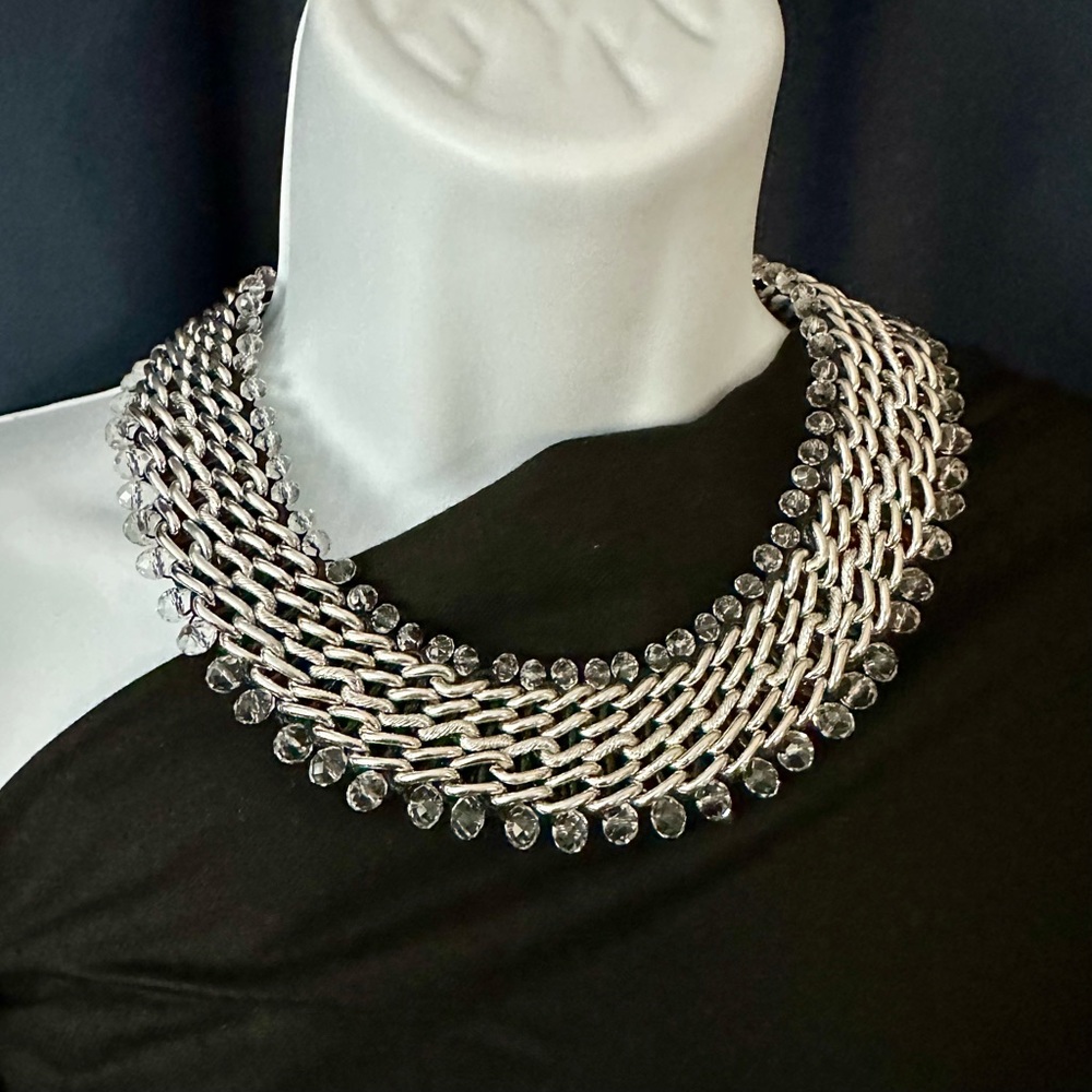 Chicos statement necklace woman Silvertone adjustable